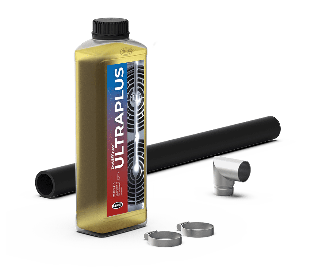 Unox It includes all the necessary parts for the correct installation of a single oven and a bottle of DET&Rinse™ SPEED detergent (1 liter) UN 1719, 8, II - ADR limited quantity. XUC199-DRS.