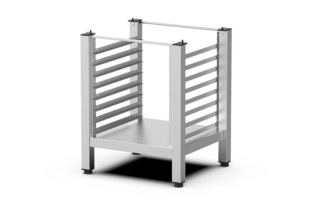 Unox Supporto multifunzionale per riporre in sicurezza le teglie e collocare il forno all’altezza perfetta per lavorare. XWKRT-08HS-H.