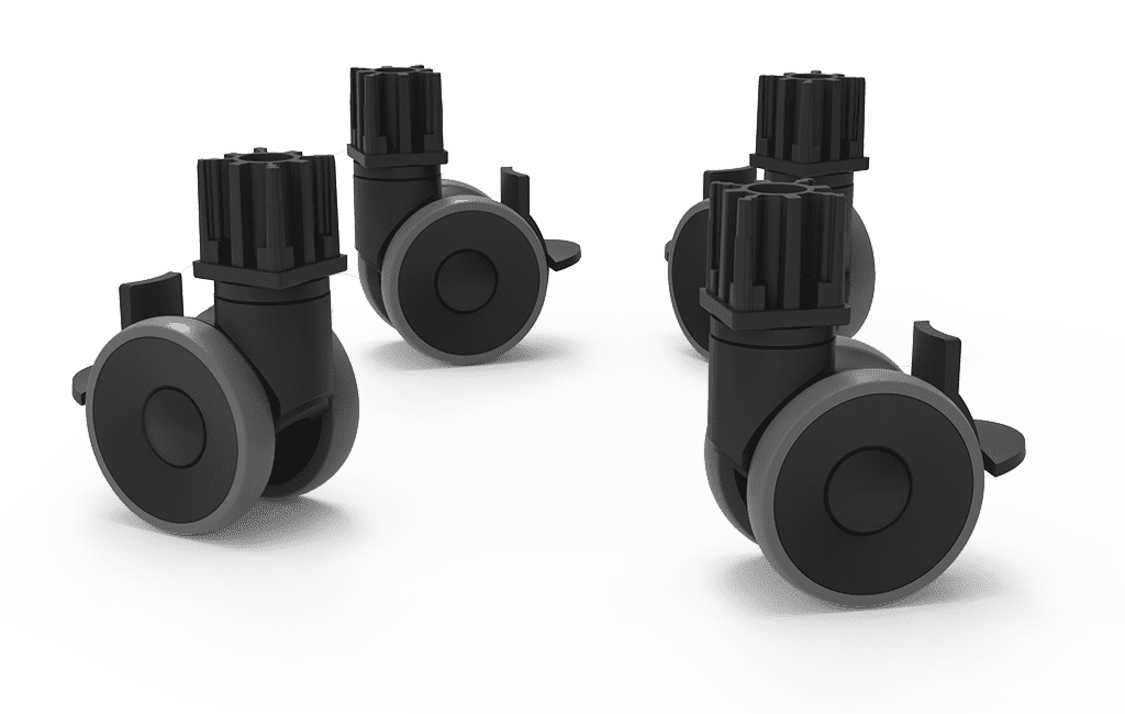 Unox Permettono di agevolare operazioni di pulizia. È costituito da 2 ruote con freno, 2 ruote senza freno e catene di fissaggio a muro. XUC225.