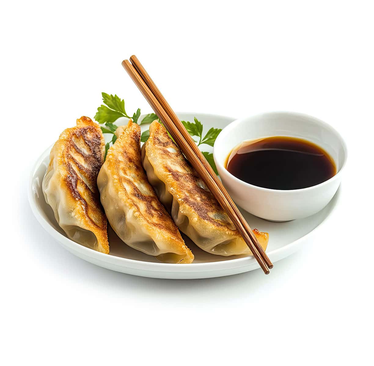 Gyoza and soy sauce