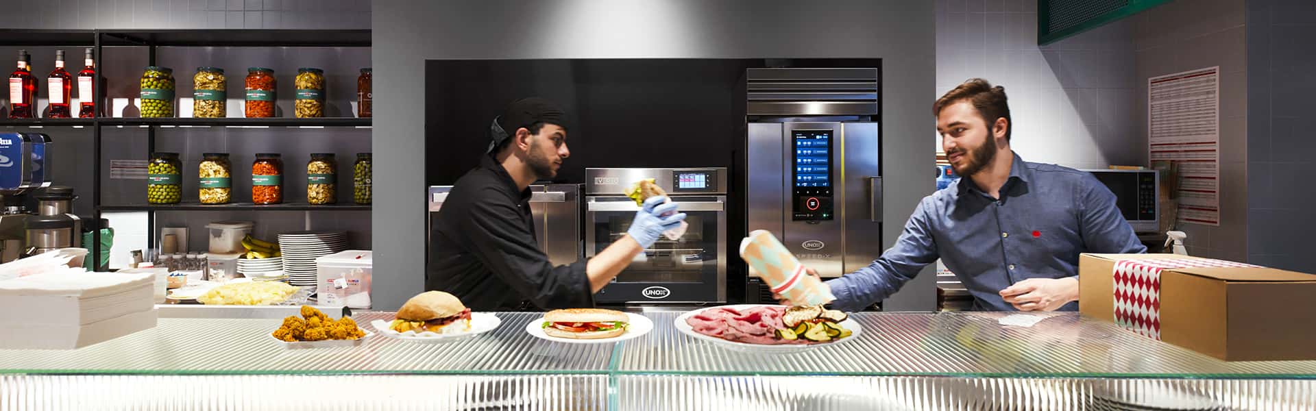 fast food deli store with commercial unox speed-x and cheftop ovens