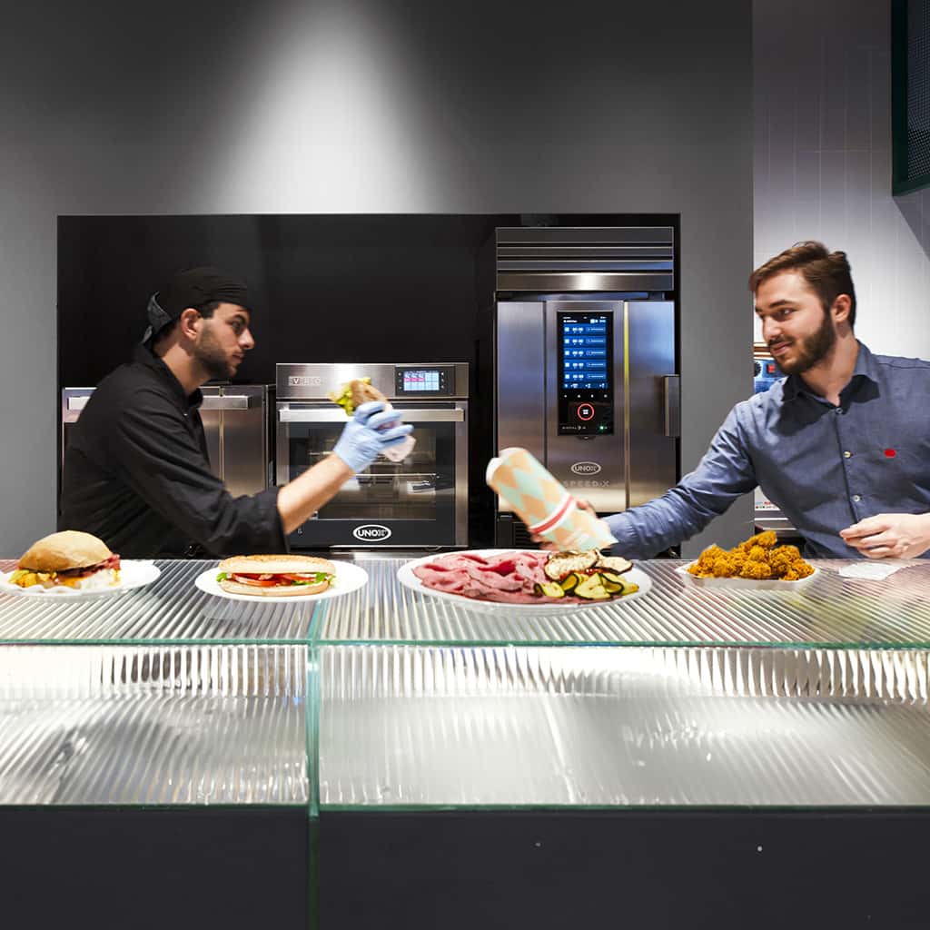 fast food deli store with commercial unox speed-x and cheftop ovens