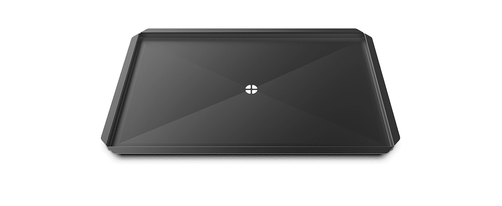 Non-stick commercial tray with central hole to convey the food liquids and greases towards the commercial oven’s drain. XUC046.