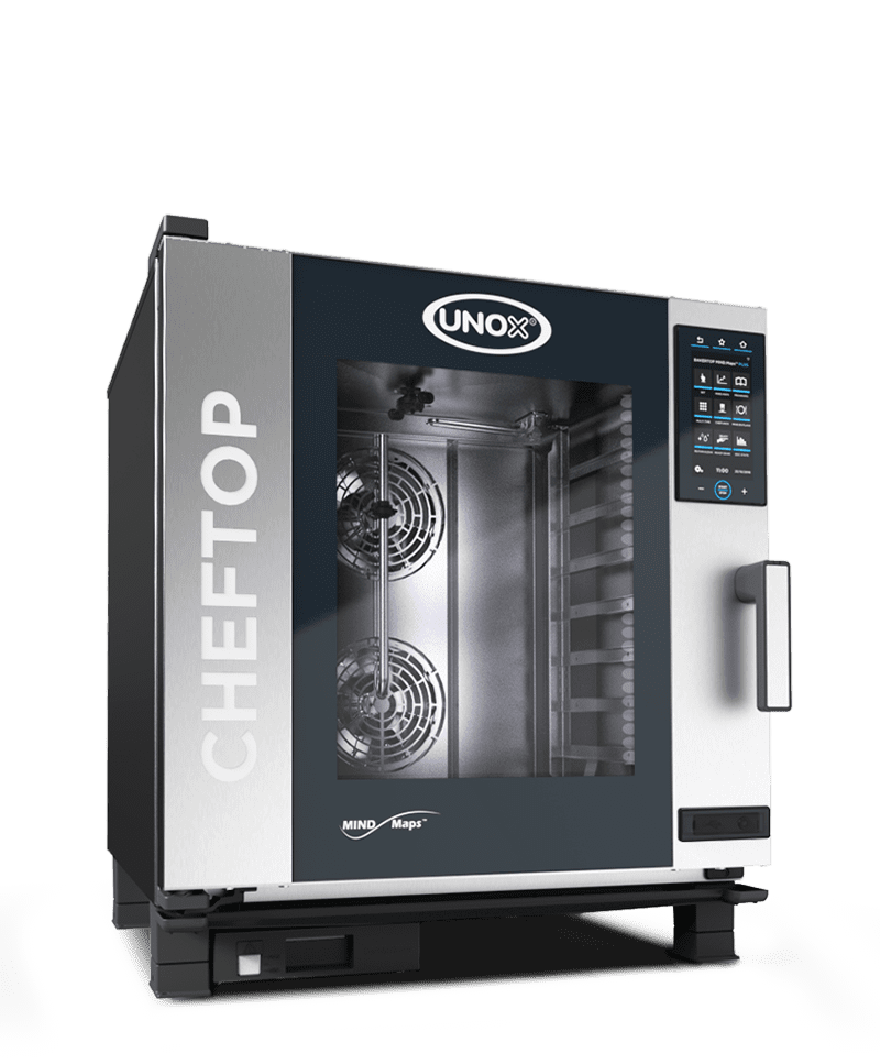 Unox cheftop mind.maps combi oven with a sleek, modern design, with intuitive touchscreen interface.