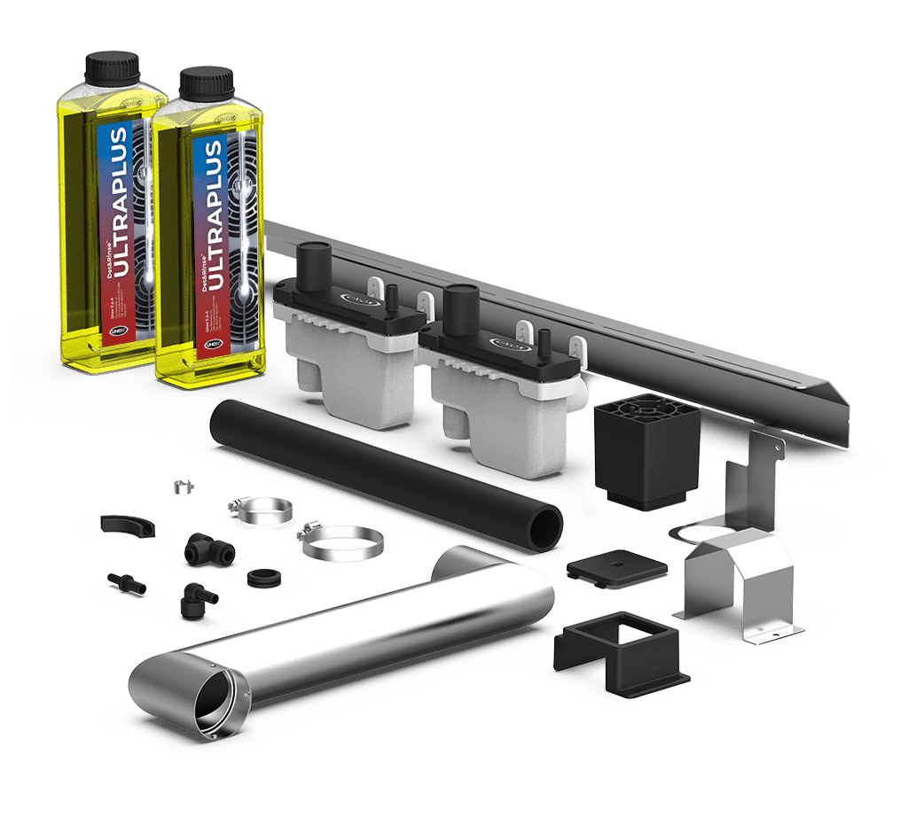 Unox It includes all the necessary parts for the correct installation of two stacked electric ovens and two bottles (1 litre each) of DET&Rinse™ ULTRAPLUS detergent UN 1824, 8, II - ADR, limited quantity. XEAQC-00E2-E-DRU.
