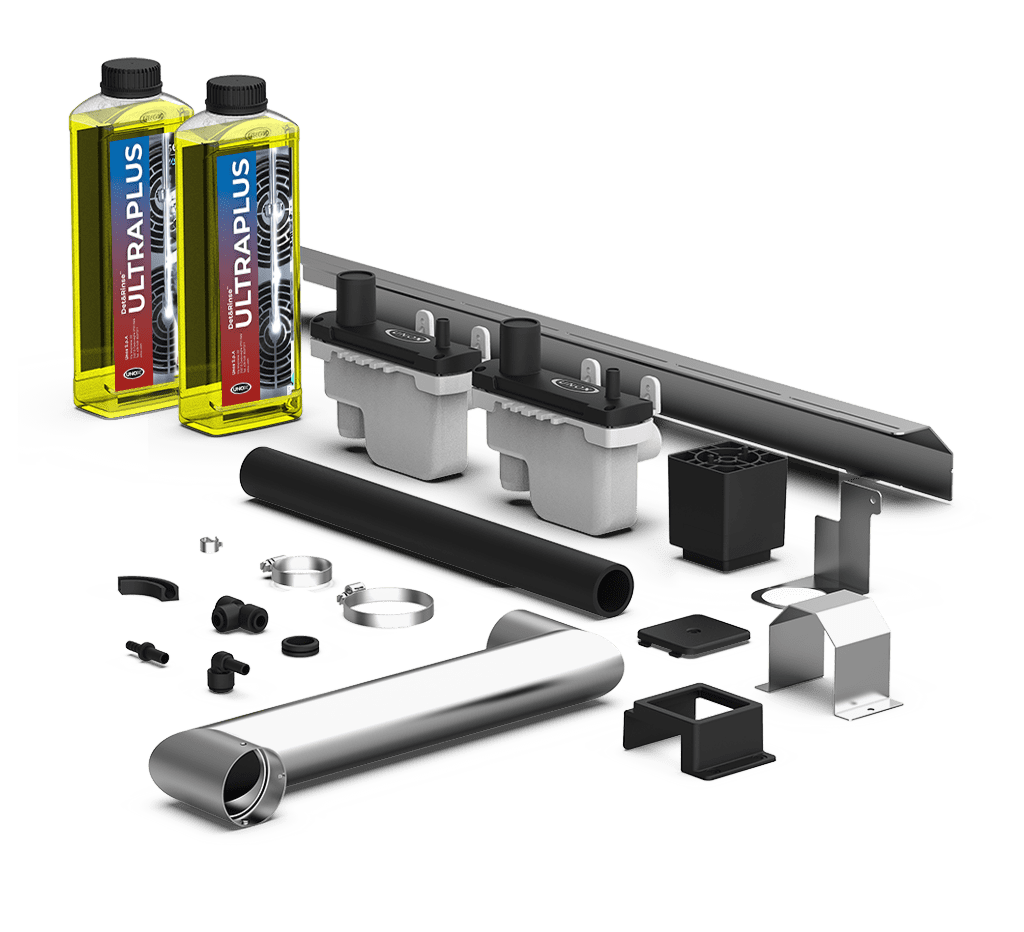 Unox It includes all the necessary parts for the correct installation of two stacked electric ovens and two bottles (1 litre each) of DET&Rinse™ ULTRAPLUS detergent UN 1824, 8, II - ADR, limited quantity. XEVQC-0011-E-DRU.
